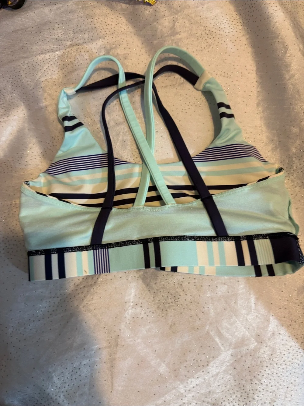Lululemon Striped Mint and Navy Women's sport bra size 6